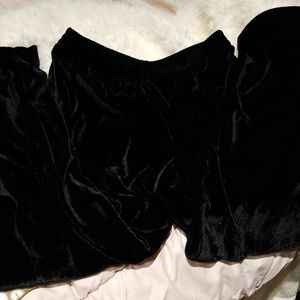 Black velvet elastic pants